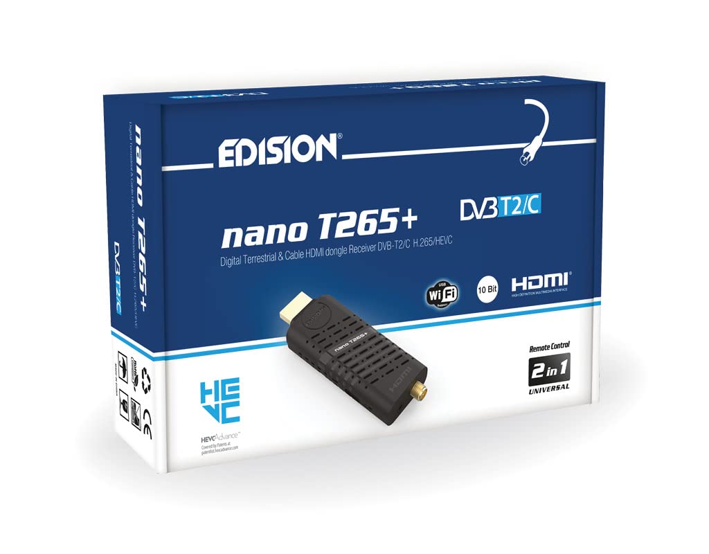 edision-nano-t265-dvb-t2-dvb-c-hdmi-dongle-receiver-h-265-full-hd image 1