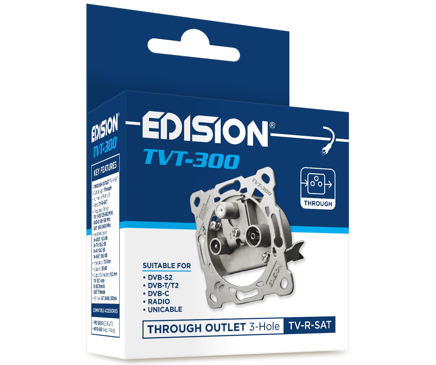 edision-tvt-300-universal-antennendose-sat-durchgangsdose-tv-r-sat-3-loch image 1