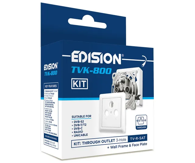 edision-antennendose-tvk-800-kit-durchgangsdose-tv-r-sat-3-loch-mit-rahmen image 1
